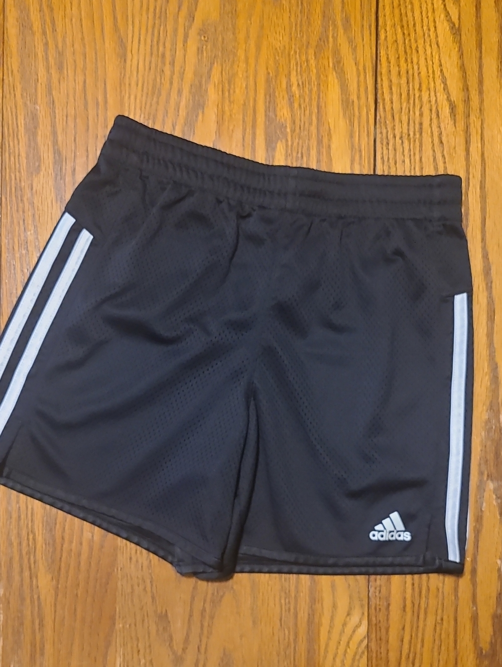 adidas Black Athletic Shorts with White Side Stripes - Girl's Small